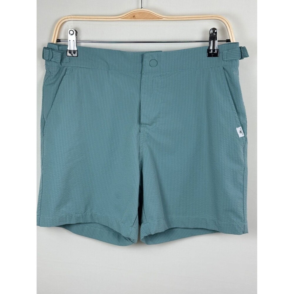 Vintage Summer Microseersucker Swim Shorts Medium Sage Green Lined